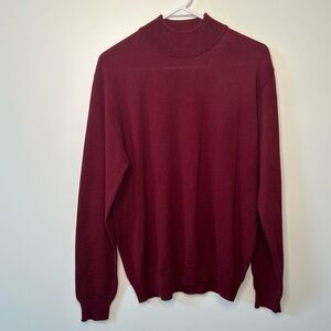 Montechiaro Vintage Mock Neck Wool Sweater Size 52/ Large Made In Italy Red